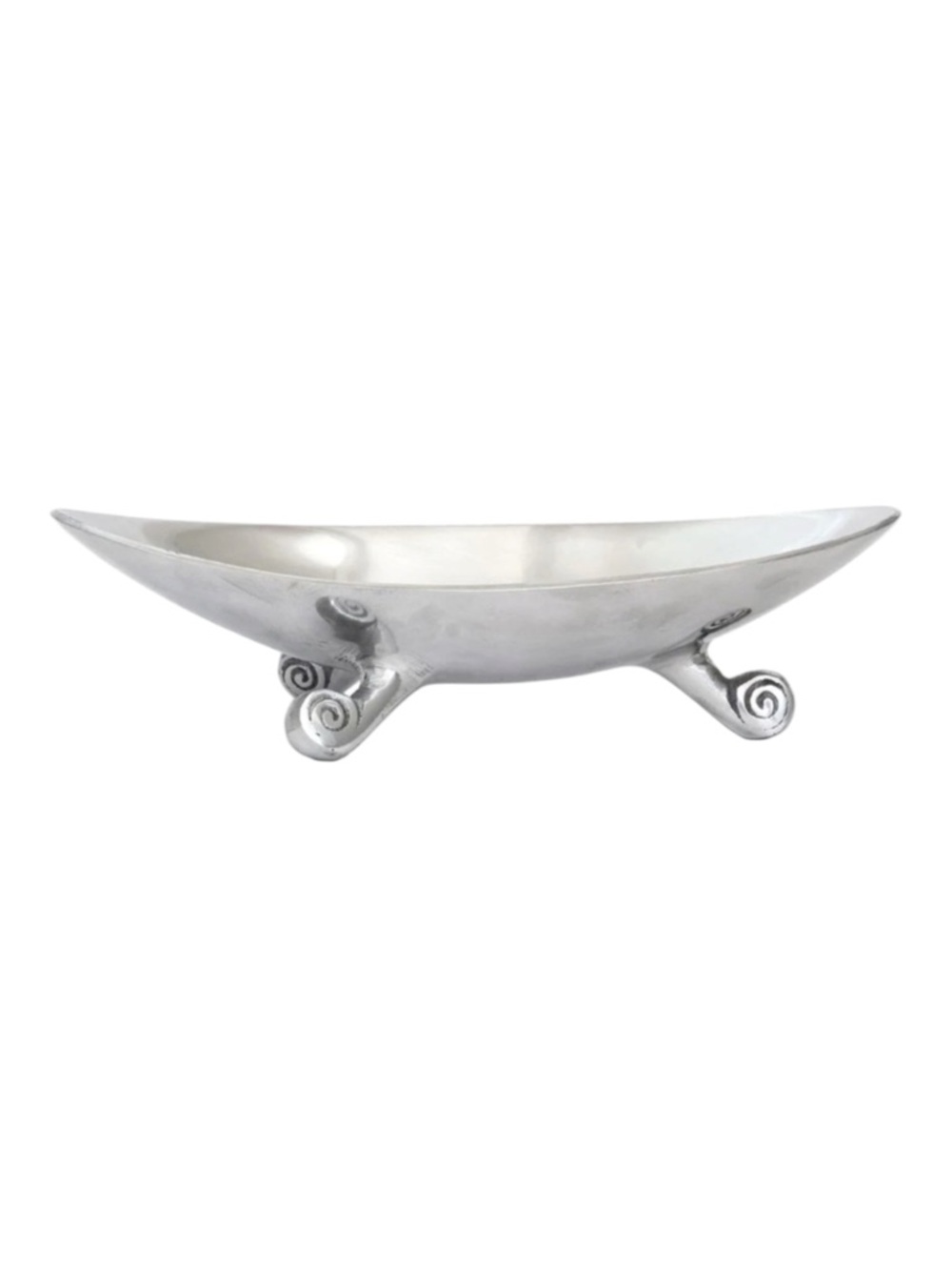 Vintage Pewter Three Leg Tripod Bowl Oval Shaped 13”L x 3 3/4”H x 6 1/4”W